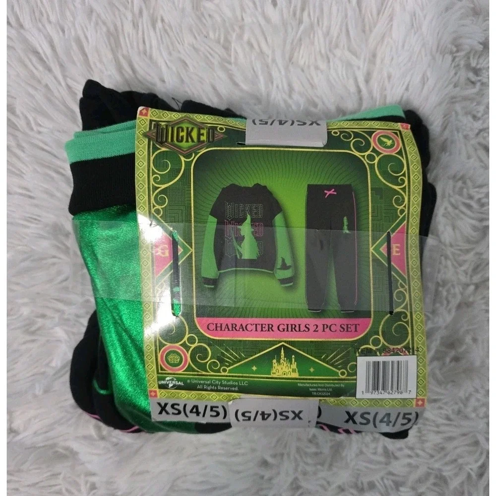 Wicked Movie Girls 2-Piece Hoodie & Jogger Fleece Set XS Size 4/5‎